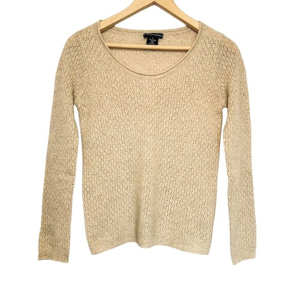 Sofia Cashmere Crew Sweater NWT Womens Size S Soft Oatmeal Cream Beige Luxury - Picture 1 of 9